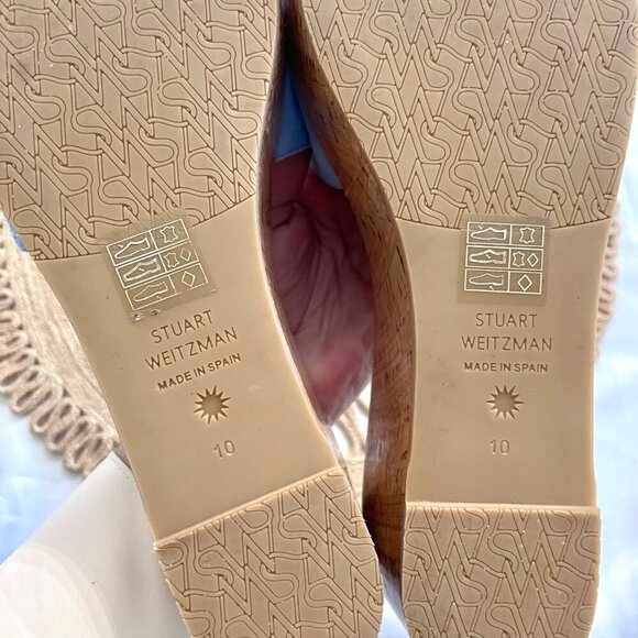 NWOT Stuart Weitzman Blue Suede Summer Wedge Platform Sandals 10B - Picture 8 of 9